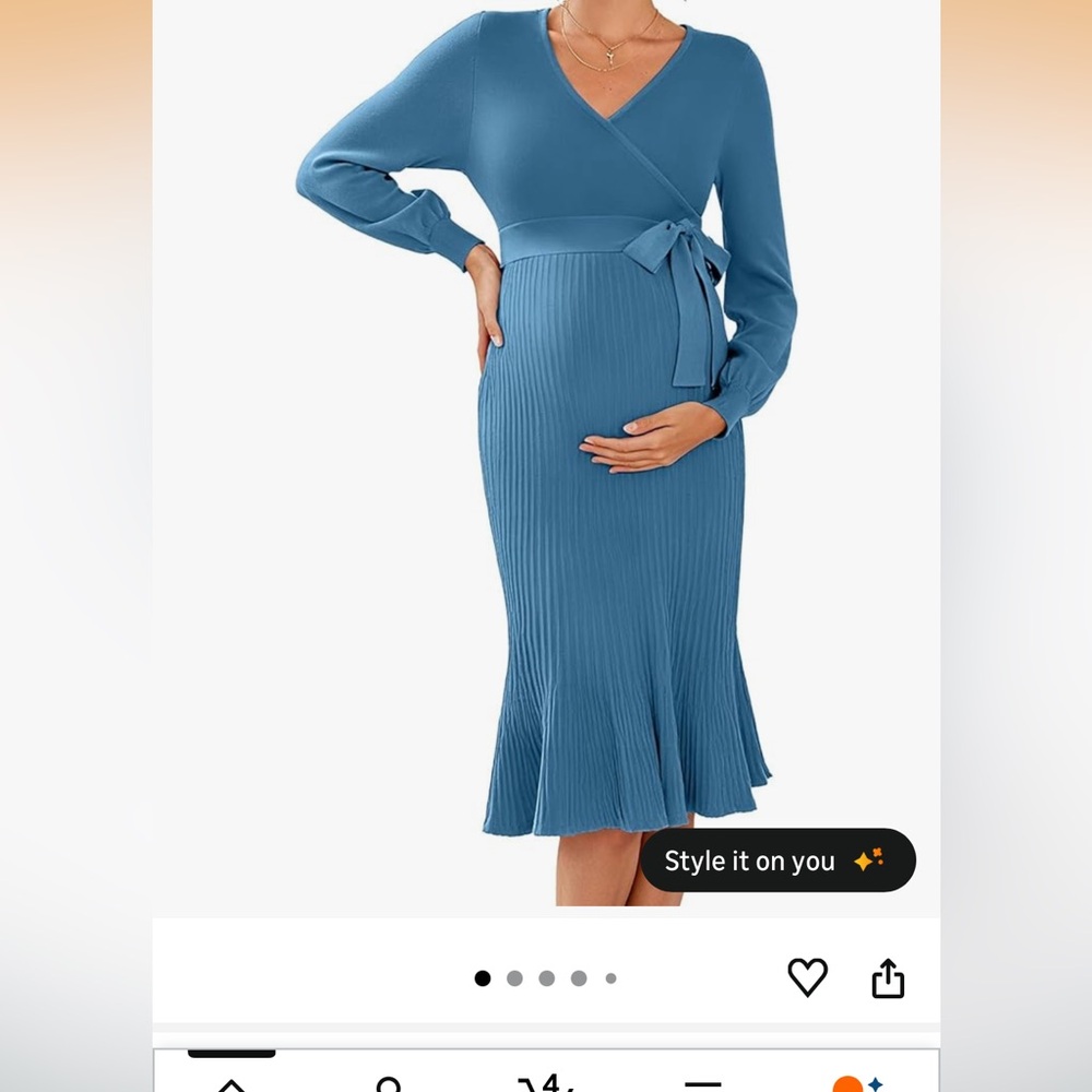 Elegant Blue Maternity Dress